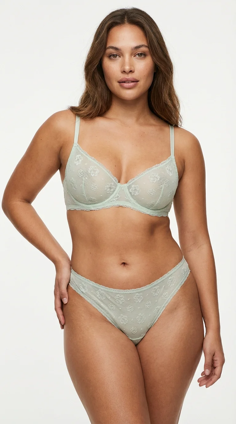 Jakarlı Pamuklu Slip Külot Mint Green - Arka Görünüm